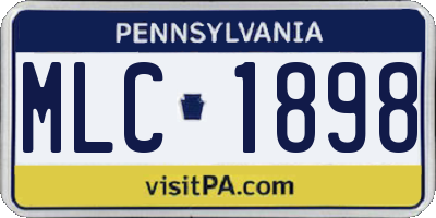 PA license plate MLC1898