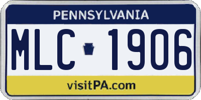 PA license plate MLC1906