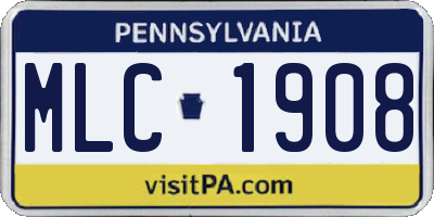 PA license plate MLC1908