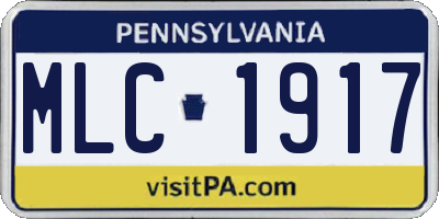 PA license plate MLC1917