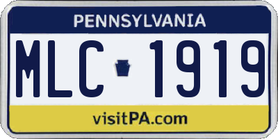 PA license plate MLC1919