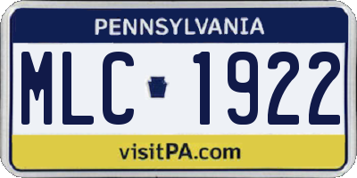 PA license plate MLC1922