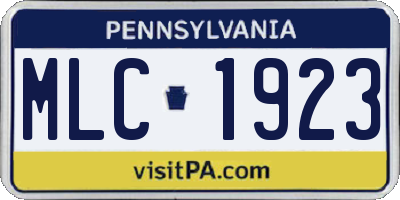 PA license plate MLC1923