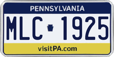PA license plate MLC1925