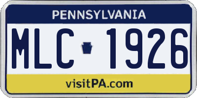 PA license plate MLC1926