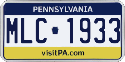 PA license plate MLC1933
