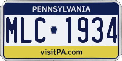 PA license plate MLC1934