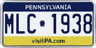 PA license plate MLC1938