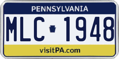 PA license plate MLC1948