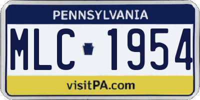 PA license plate MLC1954
