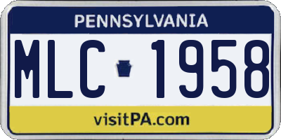 PA license plate MLC1958