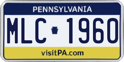 PA license plate MLC1960