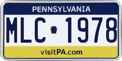 PA license plate MLC1978