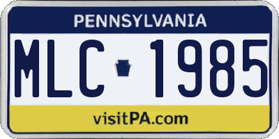 PA license plate MLC1985