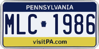 PA license plate MLC1986