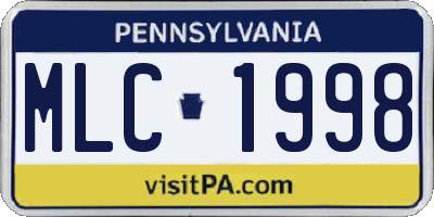 PA license plate MLC1998