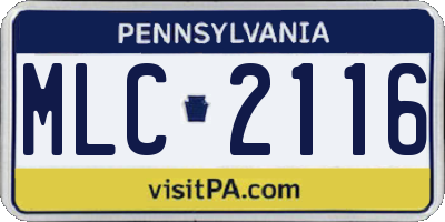 PA license plate MLC2116
