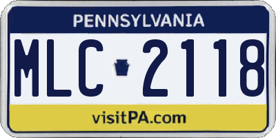 PA license plate MLC2118