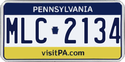 PA license plate MLC2134