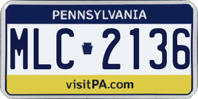 PA license plate MLC2136