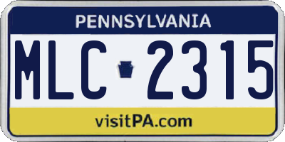 PA license plate MLC2315