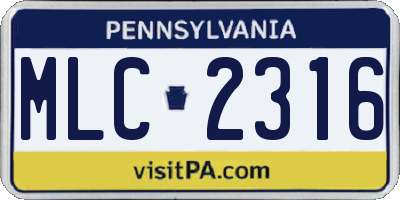 PA license plate MLC2316