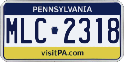 PA license plate MLC2318