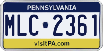 PA license plate MLC2361