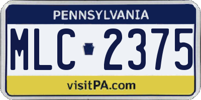 PA license plate MLC2375