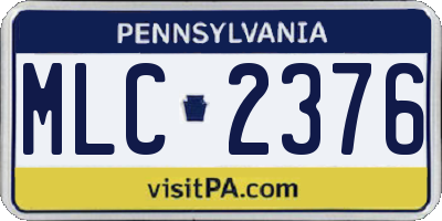 PA license plate MLC2376