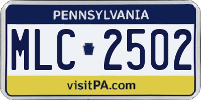 PA license plate MLC2502