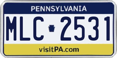 PA license plate MLC2531