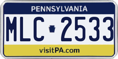 PA license plate MLC2533