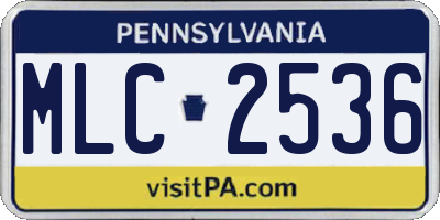 PA license plate MLC2536