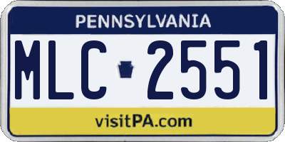 PA license plate MLC2551