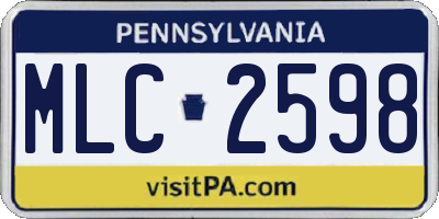 PA license plate MLC2598