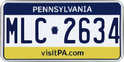PA license plate MLC2634