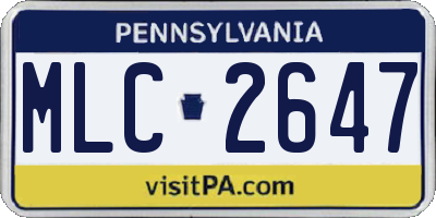 PA license plate MLC2647