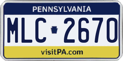 PA license plate MLC2670