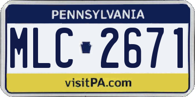 PA license plate MLC2671