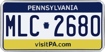 PA license plate MLC2680