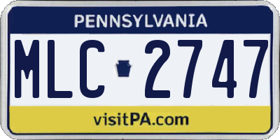 PA license plate MLC2747