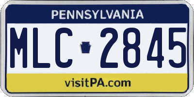 PA license plate MLC2845