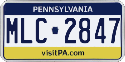 PA license plate MLC2847