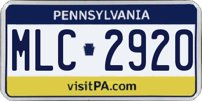 PA license plate MLC2920