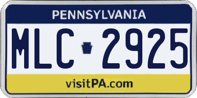PA license plate MLC2925