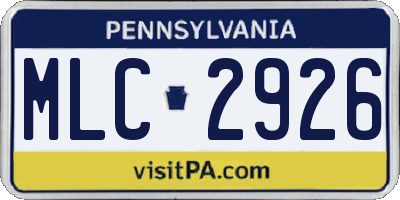 PA license plate MLC2926