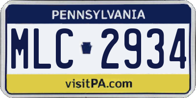 PA license plate MLC2934
