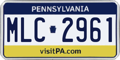 PA license plate MLC2961