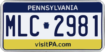 PA license plate MLC2981